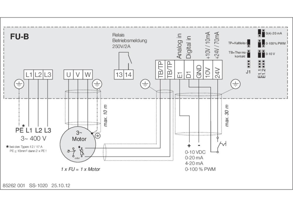 Helios FU-B 3,6, Frequenzumrichter Basic 400V 3PH 50/60HZ 3.6A - HTH Trier